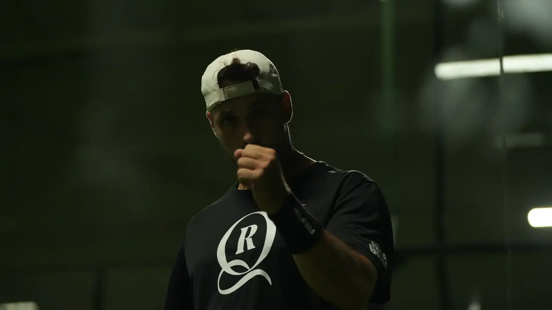 Vuk Velickovic raising a fist after training